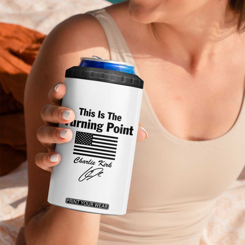 This is The Turning Point 4 in 1 Can Cooler Tumbler American Flag A True Patriot Statement TS02 Print Your Wear