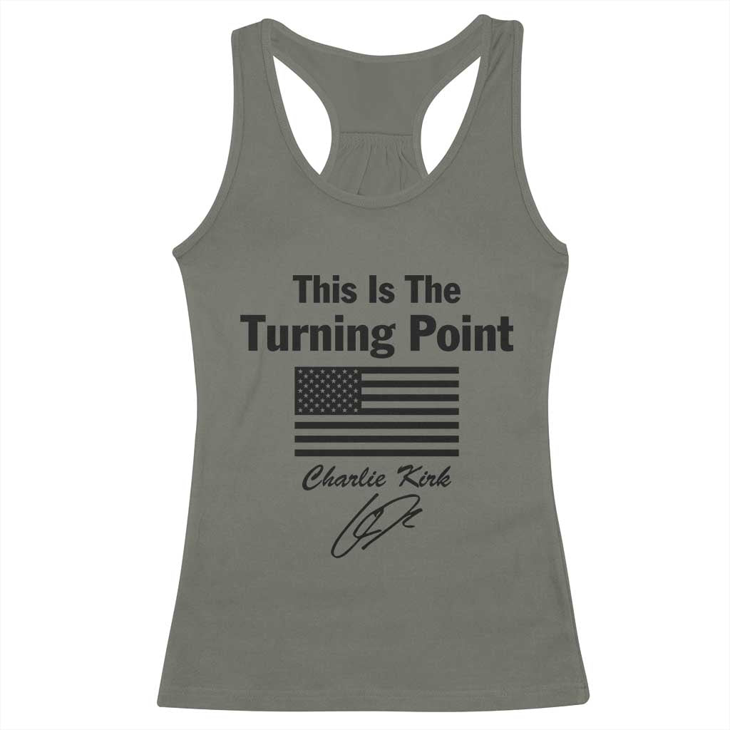 This is The Turning Point Racerback Tank Top American Flag A True Patriot Statement TS02 Military Green Print Your Wear