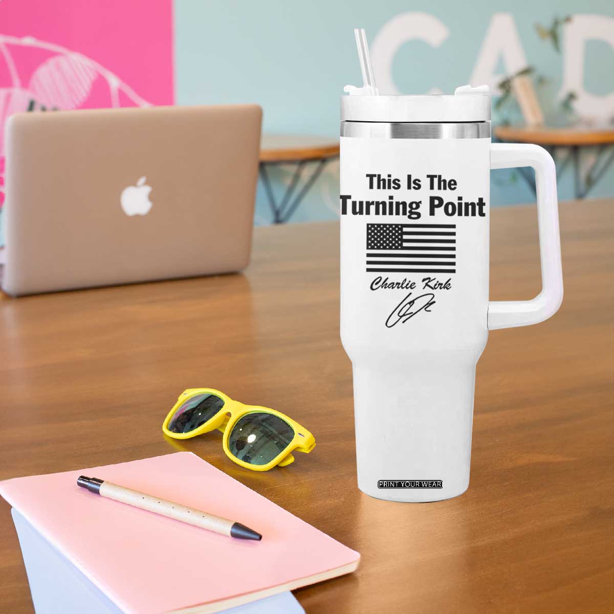This is The Turning Point Tumbler With Handle American Flag A True Patriot Statement TS02 Print Your Wear
