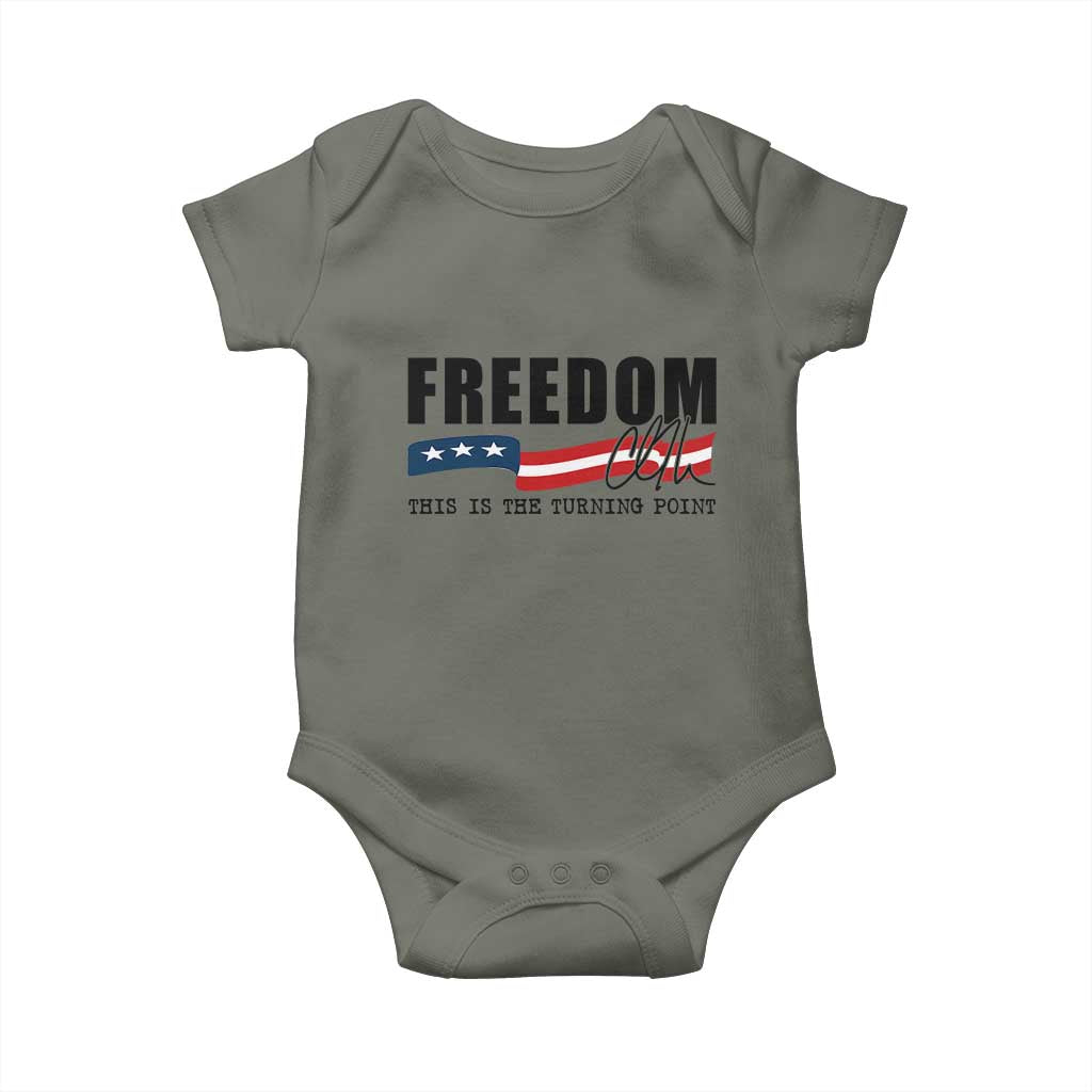 Freedom This Is The Turning Point Baby Onesie True Patriot Liberty Defender American Flag TS02 Military Green Print Your Wear