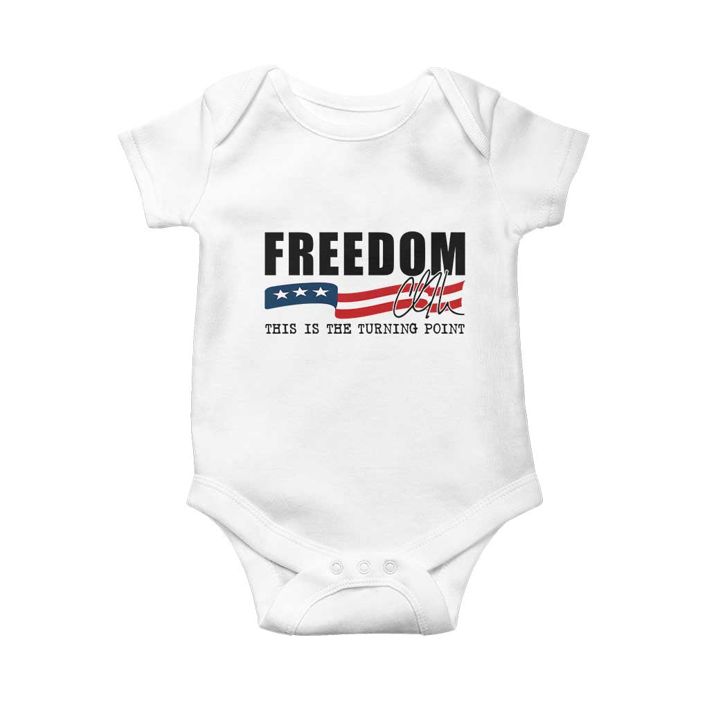 Freedom This Is The Turning Point Baby Onesie True Patriot Liberty Defender American Flag TS02 White Print Your Wear