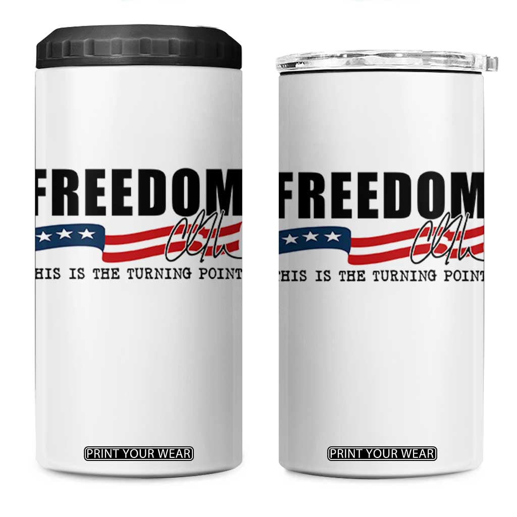 Freedom This Is The Turning Point 4 in 1 Can Cooler Tumbler True Patriot Liberty Defender American Flag TS02 One Size: 16 oz White Print Your Wear