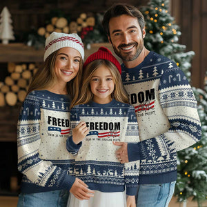 Freedom This Is The Turning Point Ugly Christmas Sweater True Patriot Liberty Defender American Flag TS02 Beige Navy Print Your Wear