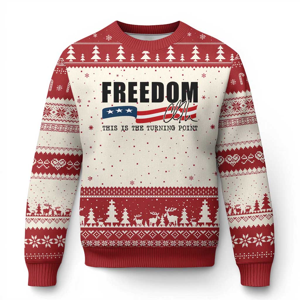 Freedom This Is The Turning Point Ugly Christmas Sweater True Patriot Liberty Defender American Flag TS02 Beige Red Print Your Wear