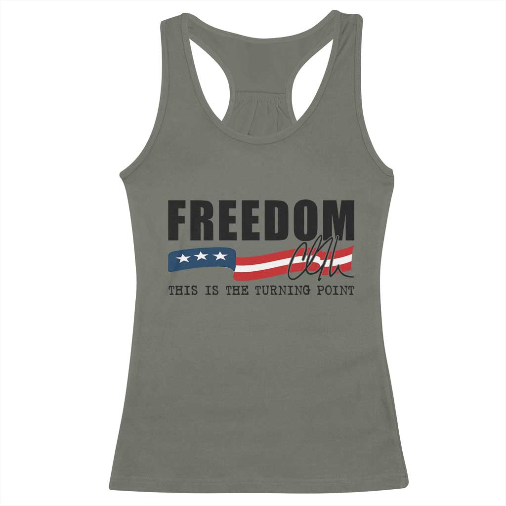 Freedom This Is The Turning Point Racerback Tank Top True Patriot Liberty Defender American Flag TS02 Military Green Print Your Wear