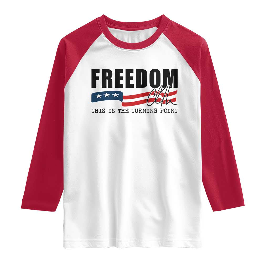 Freedom This Is The Turning Point Raglan Shirt True Patriot Liberty Defender American Flag TS02 White Red Print Your Wear
