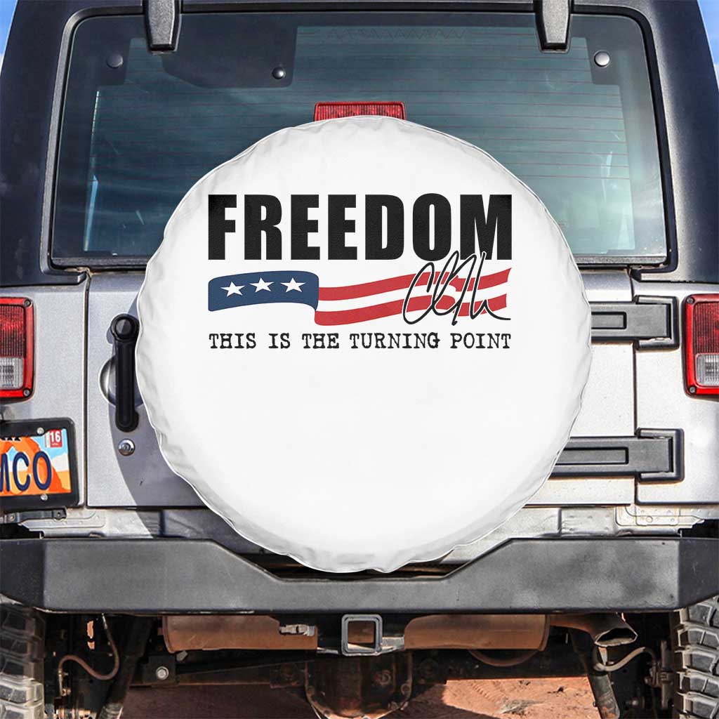 Freedom This Is The Turning Point Spare Tire Cover True Patriot Liberty Defender American Flag TS02 No hole White Print Your Wear