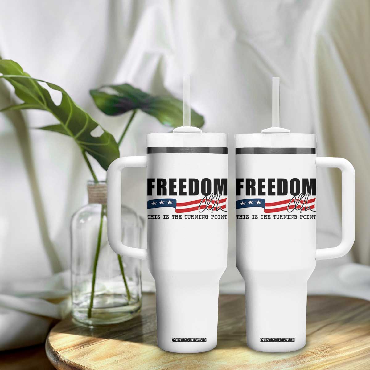Freedom This Is The Turning Point Tumbler With Handle True Patriot Liberty Defender American Flag TS02 Print Your Wear