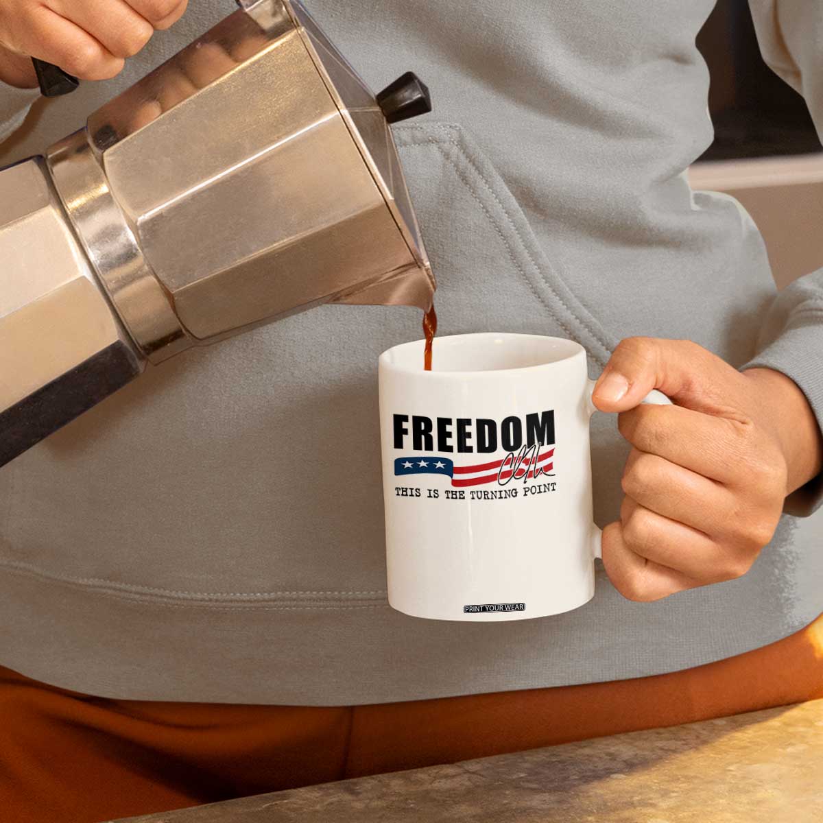 Freedom This Is The Turning Point Coffee Mug True Patriot Liberty Defender American Flag TS02 Print Your Wear