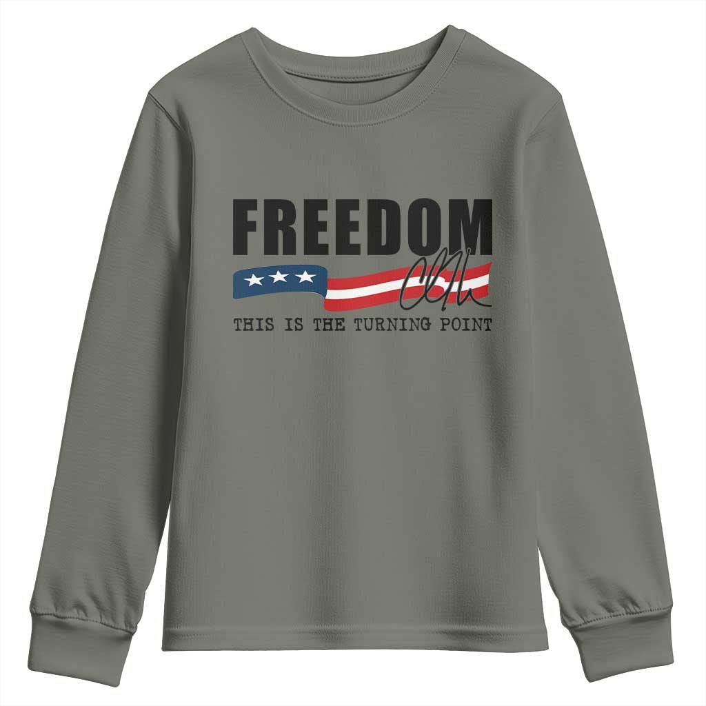 Freedom This Is The Turning Point Youth Sweatshirt True Patriot Liberty Defender American Flag TS02 Military Green Print Your Wear