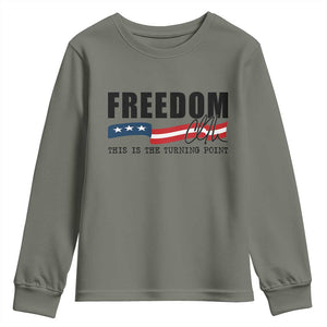 Freedom This Is The Turning Point Youth Sweatshirt True Patriot Liberty Defender American Flag TS02 Military Green Print Your Wear