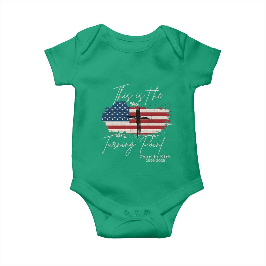 This is The Turning Point Memorial Baby Onesie Tribute to A True Patriot Christian Faith American Flag TS02 Irish Green Print Your Wear