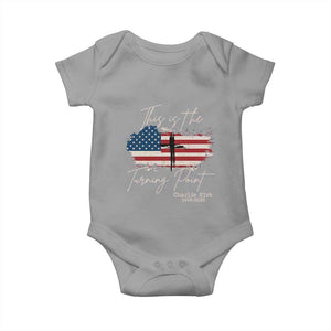 This is The Turning Point Memorial Baby Onesie Tribute to A True Patriot Christian Faith American Flag TS02 Sport Gray Print Your Wear