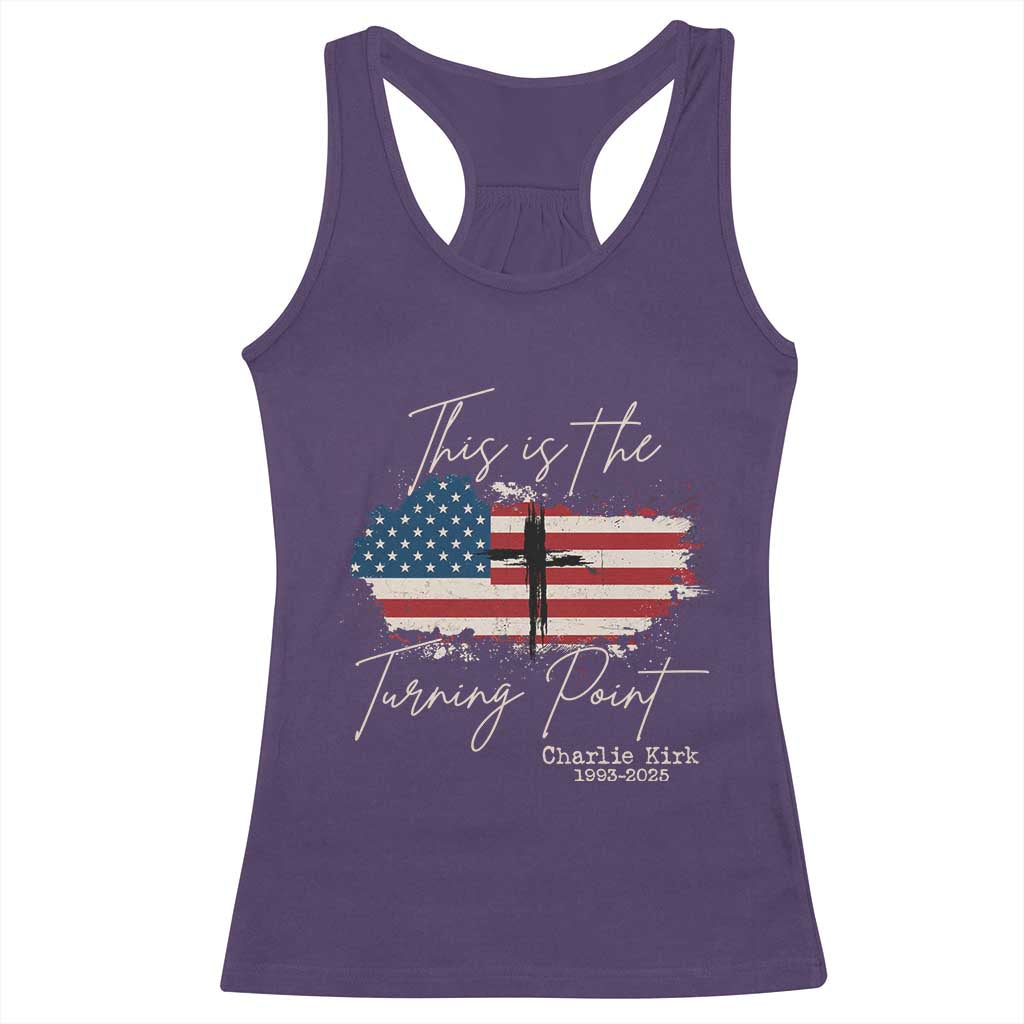 This is The Turning Point Memorial Racerback Tank Top Tribute to A True Patriot Christian Faith American Flag TS02 Purple Print Your Wear