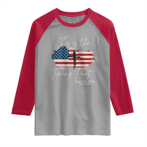 This is The Turning Point Memorial Raglan Shirt Tribute to A True Patriot Christian Faith American Flag TS02 Sport Gray Red Print Your Wear