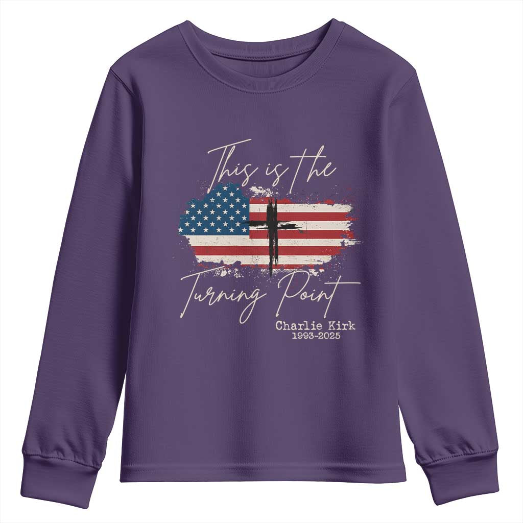 This is The Turning Point Memorial Youth Sweatshirt Tribute to A True Patriot Christian Faith American Flag TS02 Purple Print Your Wear