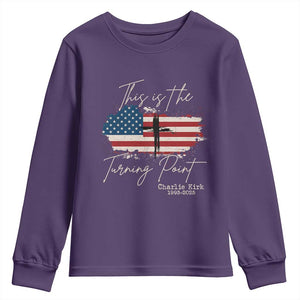 This is The Turning Point Memorial Youth Sweatshirt Tribute to A True Patriot Christian Faith American Flag TS02 Purple Print Your Wear