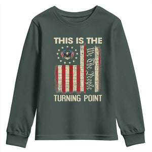 We the People Turning Point Youth Sweatshirt Vintage American Flag and Freedom Patriotic Eagle TS02 Dark Forest Green Print Your Wear