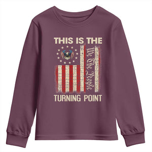 We the People Turning Point Youth Sweatshirt Vintage American Flag and Freedom Patriotic Eagle TS02 Maroon Print Your Wear