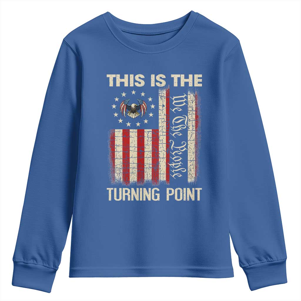 We the People Turning Point Youth Sweatshirt Vintage American Flag and Freedom Patriotic Eagle TS02 Royal Blue Print Your Wear