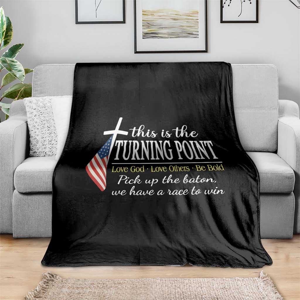 Faith Fueled Turning Point Throw Blanket Christian Patriot Cross and American Flag TS02 Print Your Wear