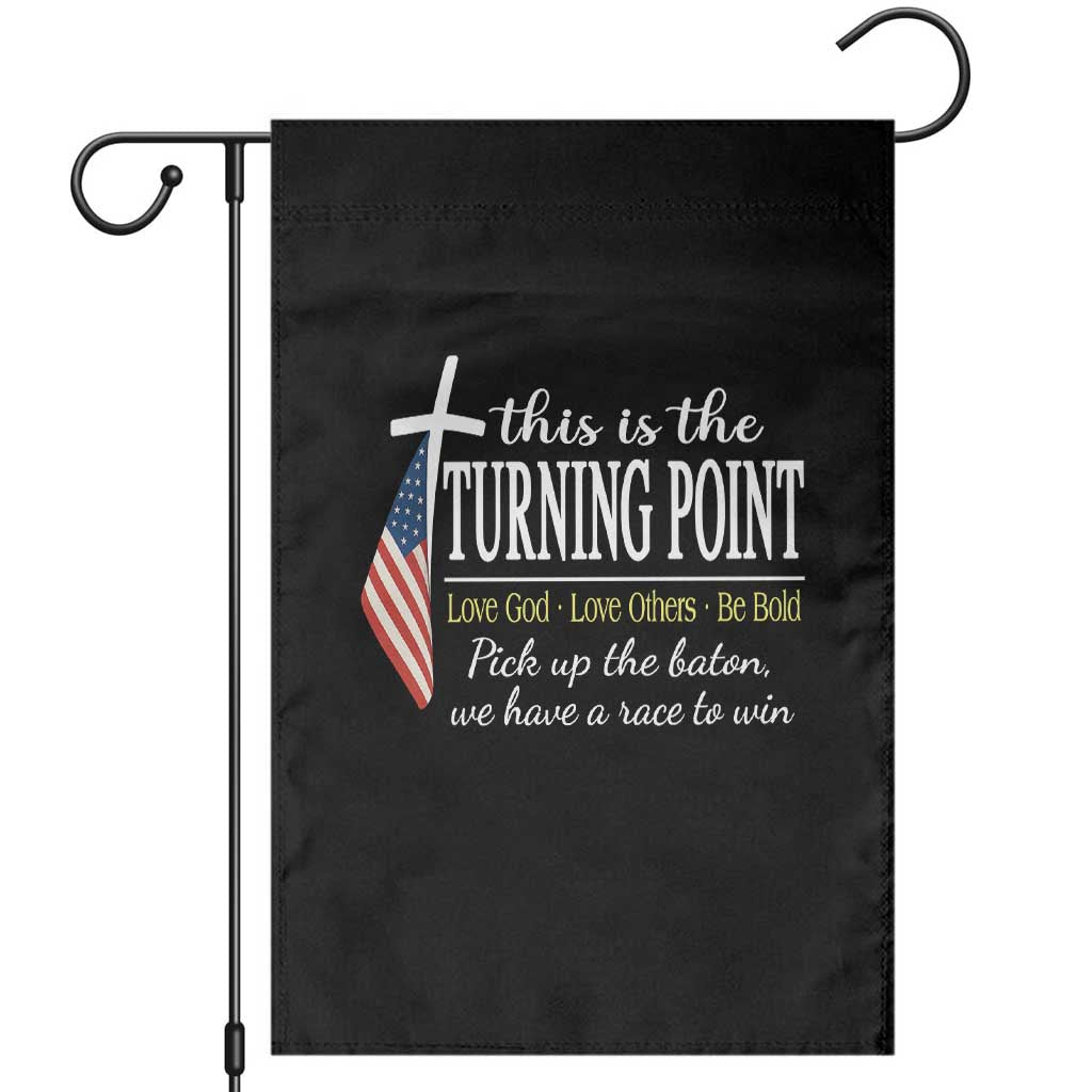 Faith Fueled Turning Point Garden Flag Christian Patriot Cross and American Flag TS02 Black Print Your Wear