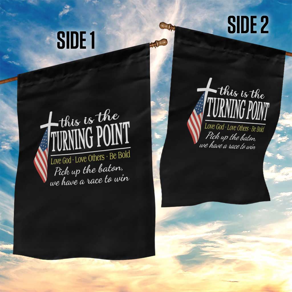 Faith Fueled Turning Point Garden Flag Christian Patriot Cross and American Flag TS02 Print Your Wear