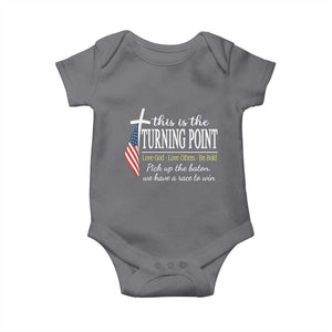 Faith Fueled Turning Point Baby Onesie Christian Patriot Cross and American Flag TS02 Charcoal Print Your Wear