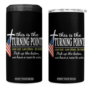 Faith Fueled Turning Point 4 in 1 Can Cooler Tumbler Christian Patriot Cross and American Flag TS02 One Size: 16 oz Black Print Your Wear