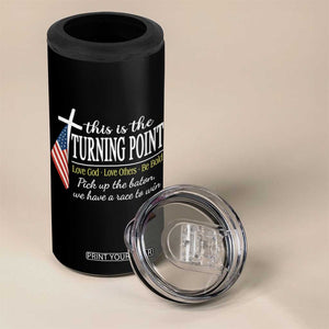 Faith Fueled Turning Point 4 in 1 Can Cooler Tumbler Christian Patriot Cross and American Flag TS02 Print Your Wear