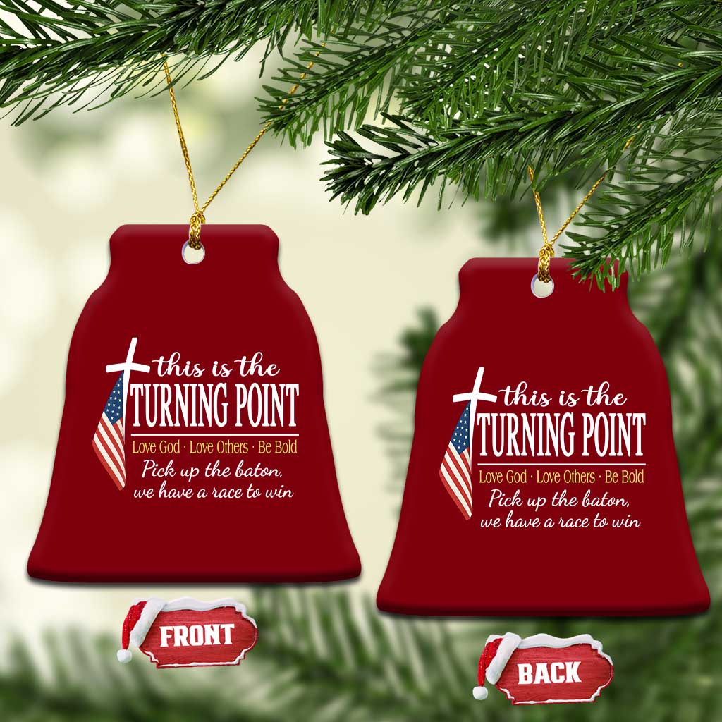 Faith Fueled Turning Point Ceramic Ornament Christian Patriot Cross and American Flag TS02 Print Your Wear