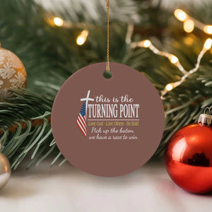 Faith Fueled Turning Point Ceramic Ornament Christian Patriot Cross and American Flag TS02 1pc Mocha Print Your Wear