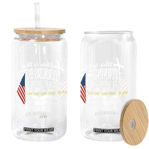 Faith Fueled Turning Point Glass Can Christian Patriot Cross and American Flag TS02 Print Your Wear