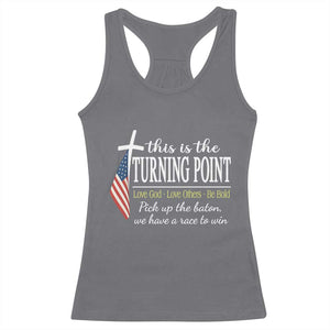 Faith Fueled Turning Point Racerback Tank Top Christian Patriot Cross and American Flag TS02 Charcoal Print Your Wear
