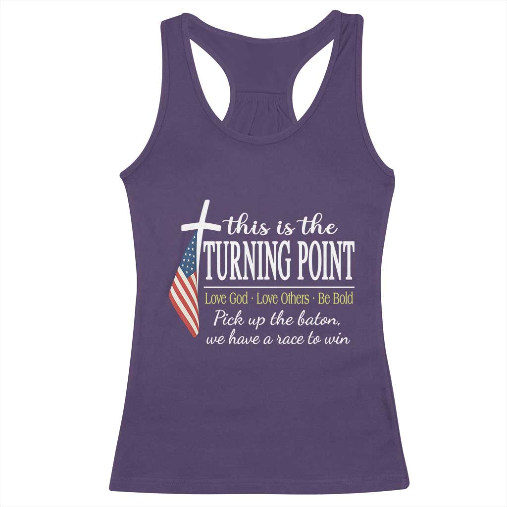 Faith Fueled Turning Point Racerback Tank Top Christian Patriot Cross and American Flag TS02 Purple Print Your Wear