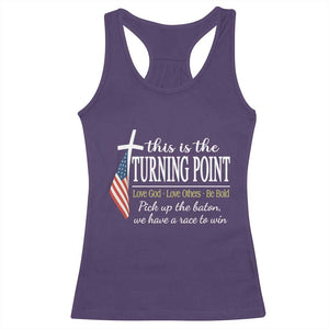 Faith Fueled Turning Point Racerback Tank Top Christian Patriot Cross and American Flag TS02 Purple Print Your Wear