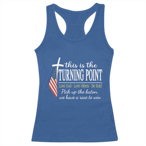 Faith Fueled Turning Point Racerback Tank Top Christian Patriot Cross and American Flag TS02 Royal Blue Print Your Wear