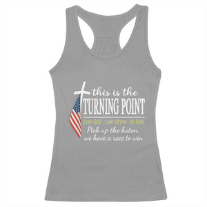 Faith Fueled Turning Point Racerback Tank Top Christian Patriot Cross and American Flag TS02 Sport Gray Print Your Wear