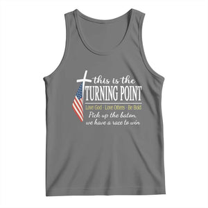 Faith Fueled Turning Point Tank Top Christian Patriot Cross and American Flag TS02 Black Heather Print Your Wear