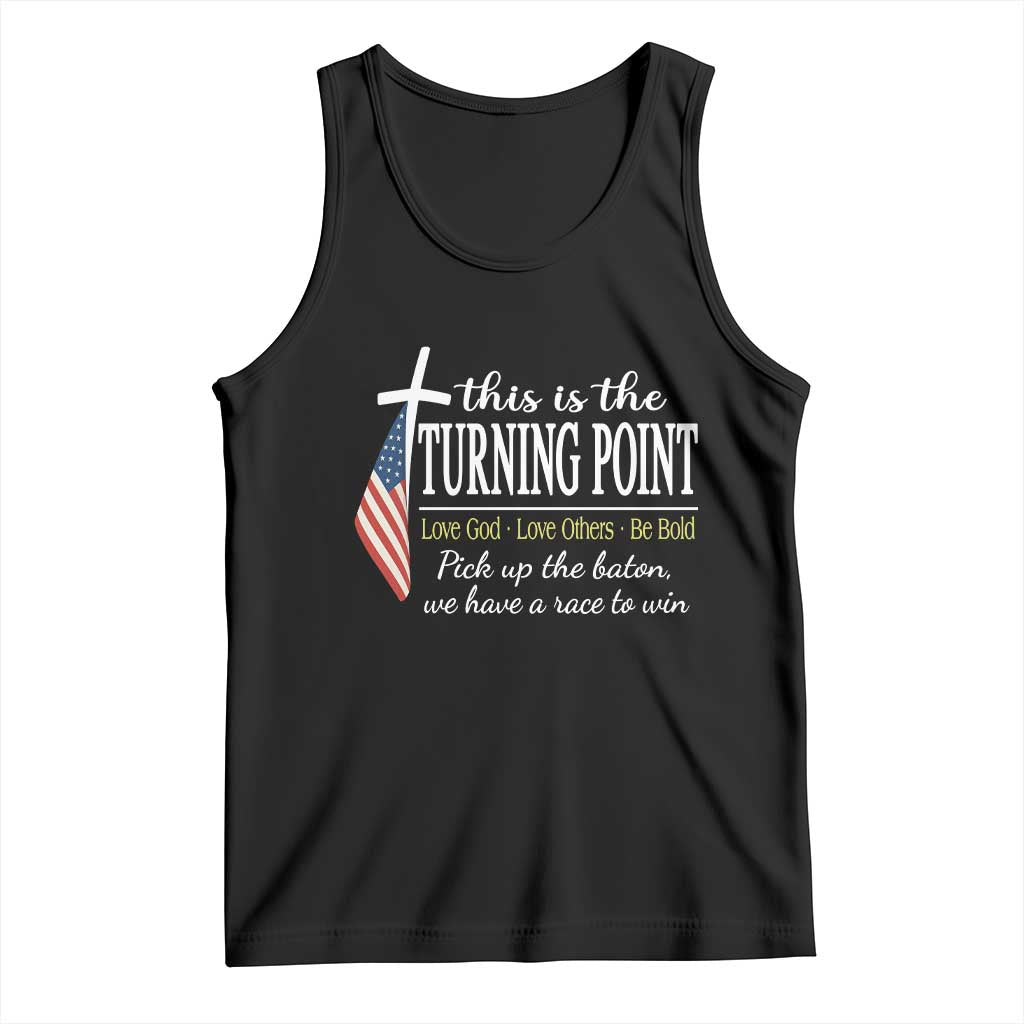 Faith Fueled Turning Point Tank Top Christian Patriot Cross and American Flag TS02 Black Print Your Wear