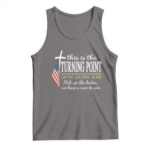 Faith Fueled Turning Point Tank Top Christian Patriot Cross and American Flag TS02 Deep Heather Print Your Wear