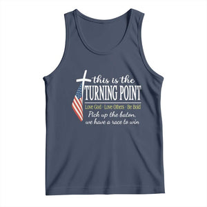 Faith Fueled Turning Point Tank Top Christian Patriot Cross and American Flag TS02 Navy Print Your Wear