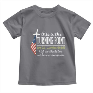 Faith Fueled Turning Point Toddler T Shirt Christian Patriot Cross and American Flag TS02 Charcoal Print Your Wear