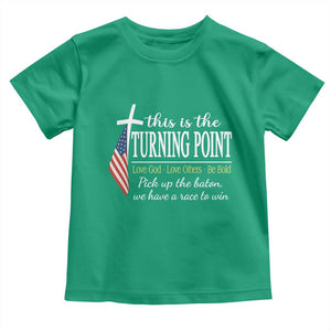 Faith Fueled Turning Point Toddler T Shirt Christian Patriot Cross and American Flag TS02 Irish Green Print Your Wear