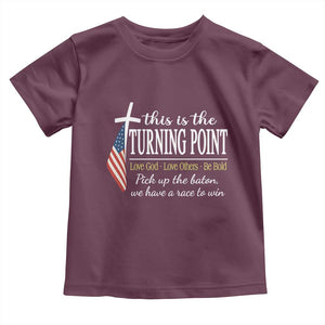 Faith Fueled Turning Point Toddler T Shirt Christian Patriot Cross and American Flag TS02 Maroon Print Your Wear