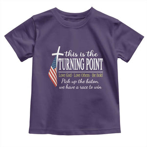 Faith Fueled Turning Point Toddler T Shirt Christian Patriot Cross and American Flag TS02 Purple Print Your Wear