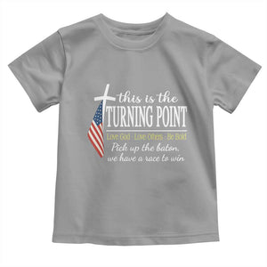 Faith Fueled Turning Point Toddler T Shirt Christian Patriot Cross and American Flag TS02 Sport Gray Print Your Wear