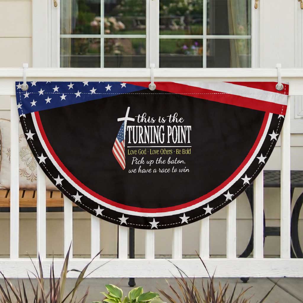 Faith Fueled Turning Point Patriotic Fan Flag Christian Patriot Cross and American Flag