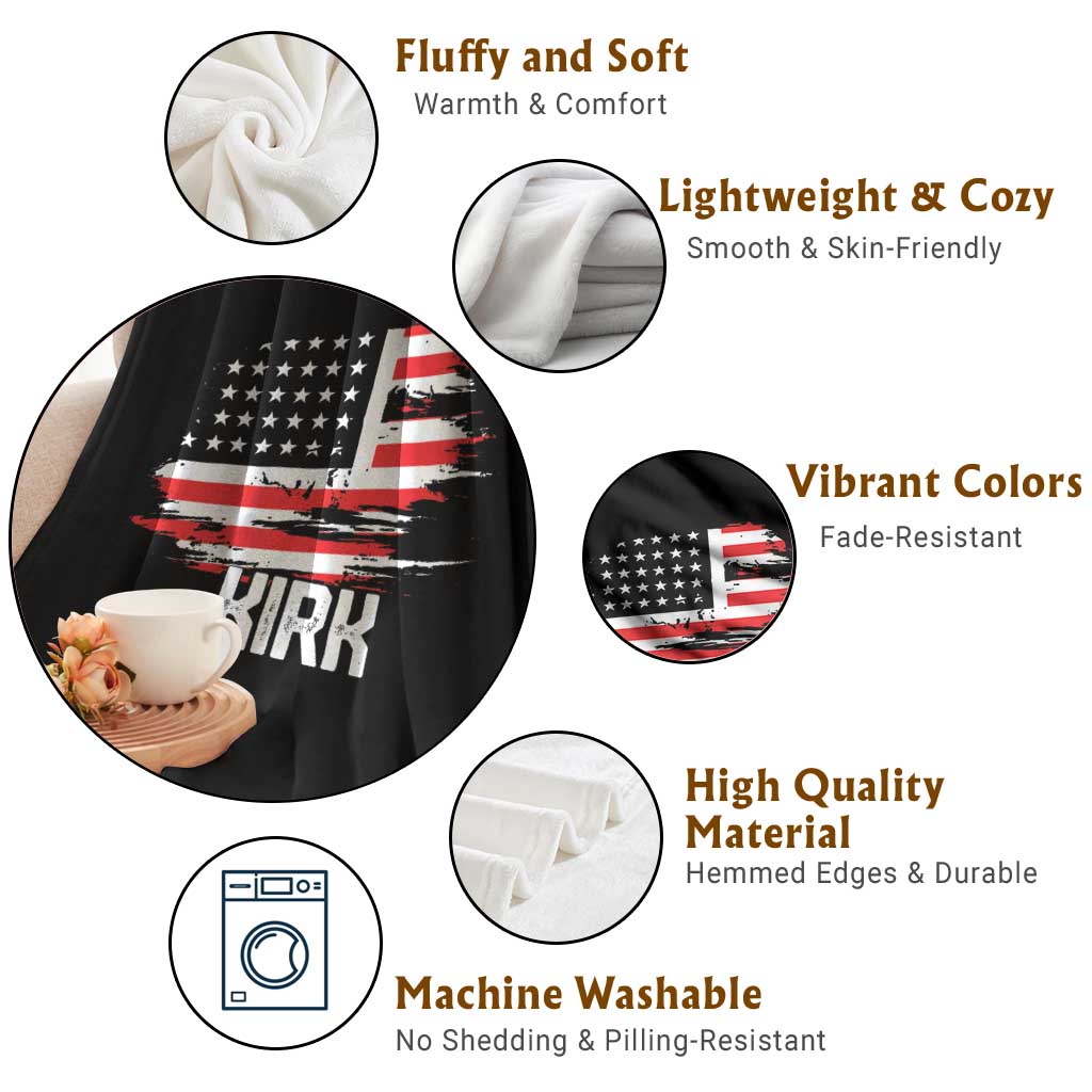 American Flag Kirk Throw Blanket Distressed Patriotic Team Charlie Tribute TS02 Print Your Wear