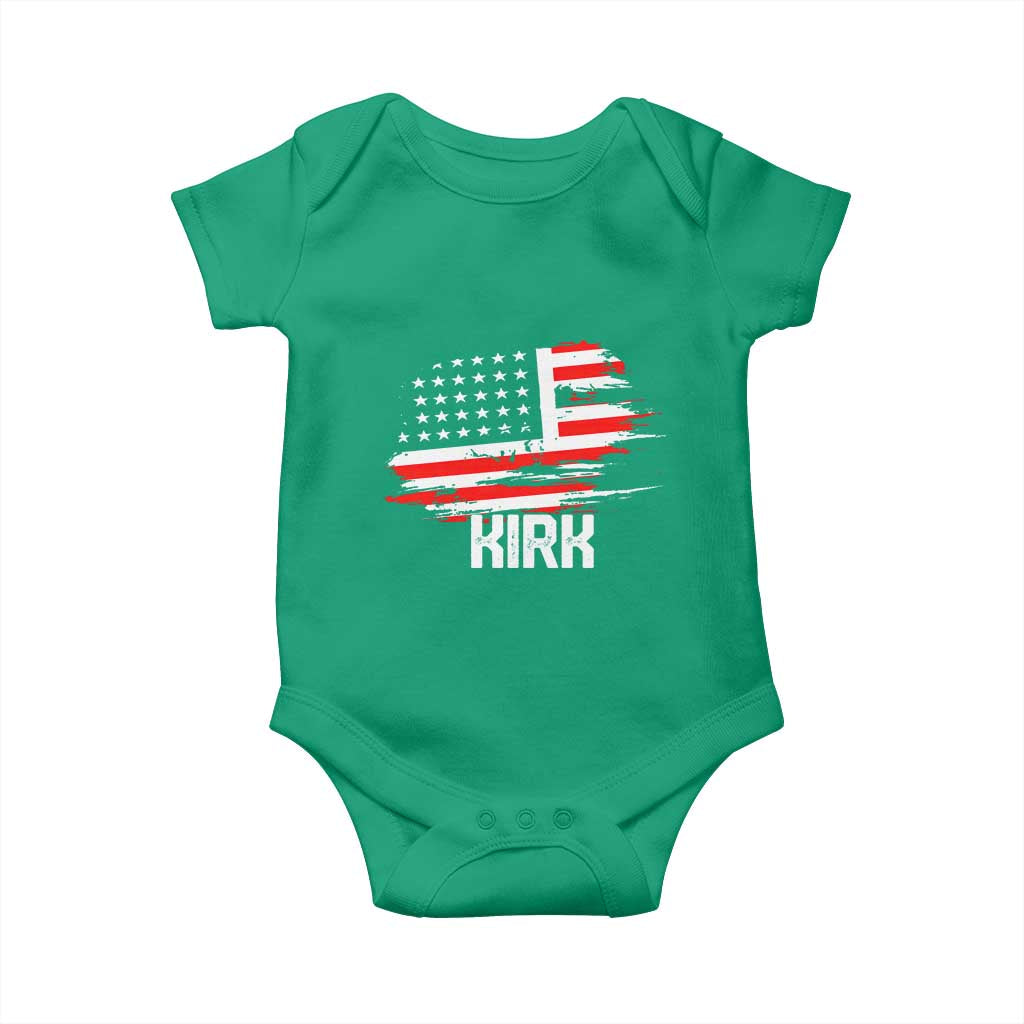 American Flag Kirk Baby Onesie Distressed Patriotic Team Charlie Tribute TS02 Irish Green Print Your Wear